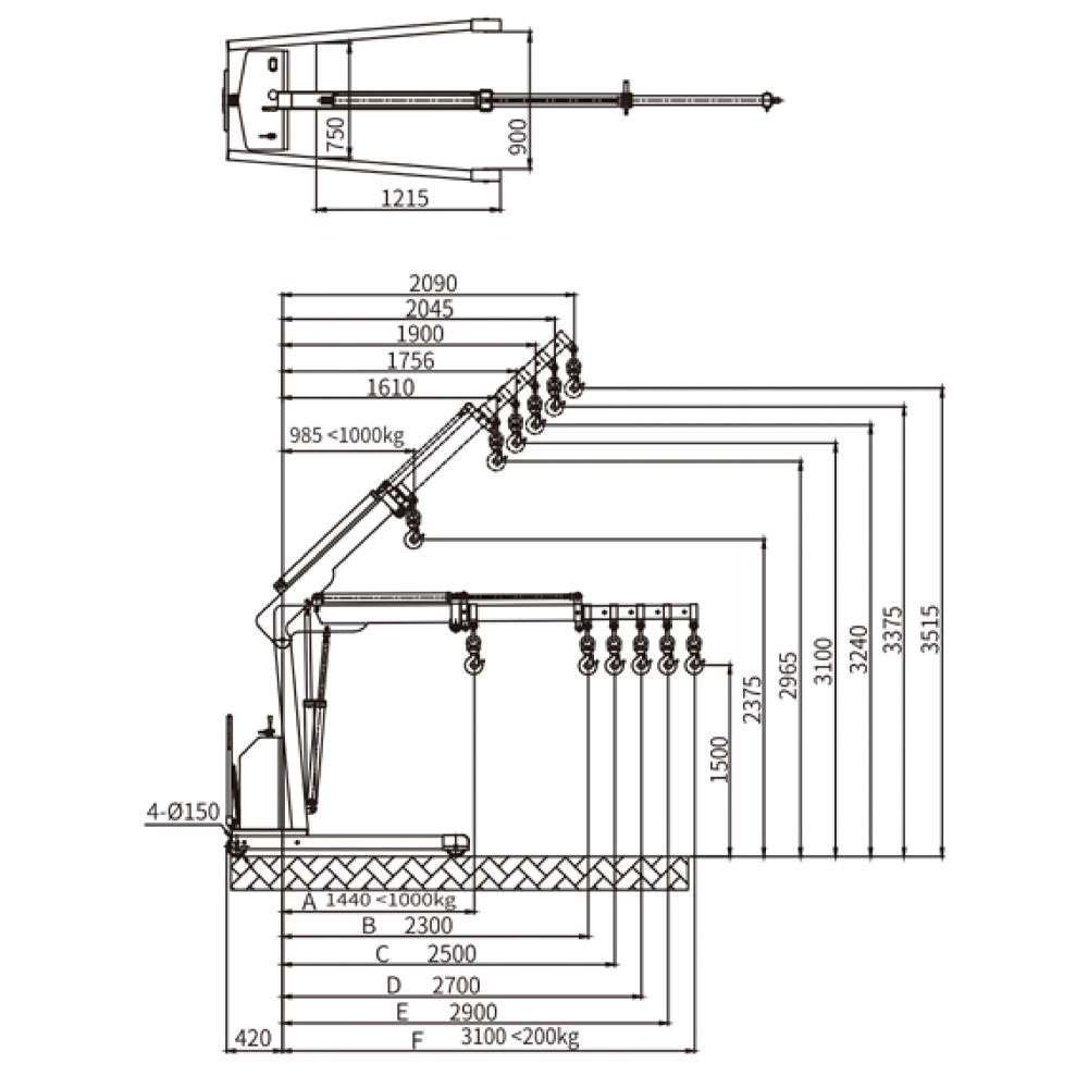 YIDO1 halvelektrisk Single Shop Crane