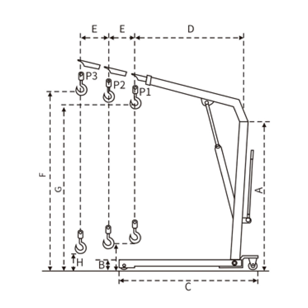 YIK Heavy Duty hopfällbar Euro Shop Crane